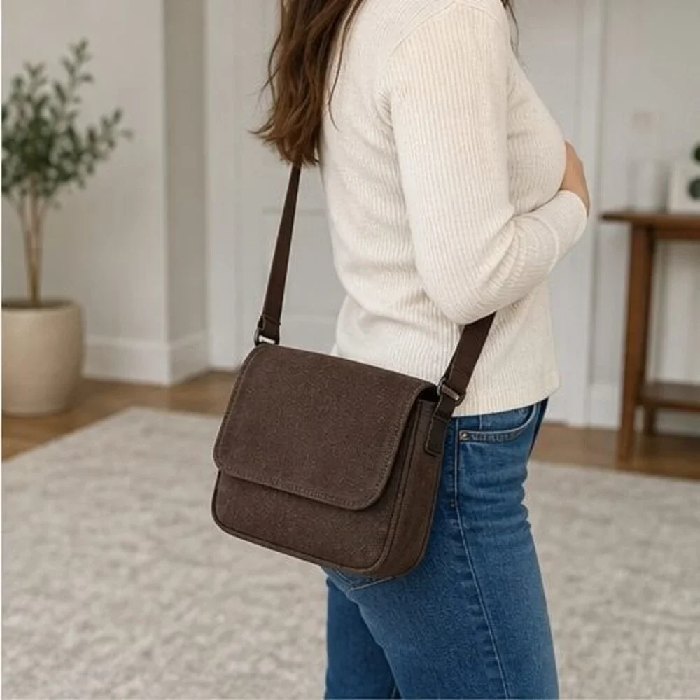 Brown Canvas Crossbody Bag